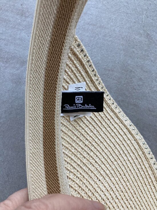 Renato Balestra, Italy, Paper Straw Visor, Faux Pearl Sun Hat, Resort Chic, Lux main image 15